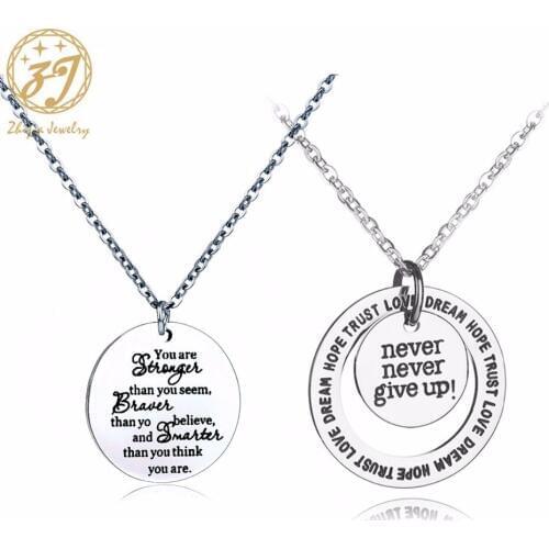 Zhijia jewelry Medal Neckllaces Pendant Woman Men 316L Stainless Steel Jewelry Sliver Color St Coin Necklace Women