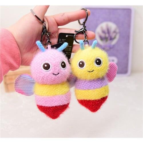 Cute cartoon Little bee soft Popula pendant Exquisite Keychain good quality soft pretty Soothing doll christmas couple gift