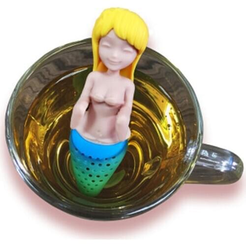 Reusable silicone tea set creative mermaid tea set set mermaid tea maker silicone tea drainer silicone tea strainer gift box