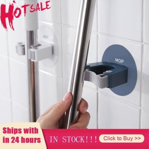 Wall Mounted Storage Mop Organizer Holder Brush Broom Hanger Storage Rack Kitchen Clip Seamless Mop Hook With Mounted Hanging