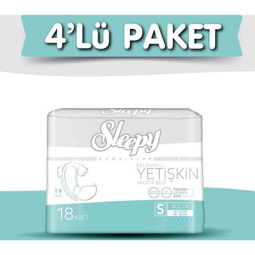 Sleepy Adult Diaper 4 Pack S 72 Piece Waist Size Waist Size 50-90 cm