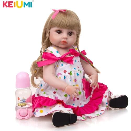 Simulation Reborn Baby Doll 19Inch Full Silicone Body With Dress For Girl Alive Kid Toy Newborn Fashion Childrens Day Gift