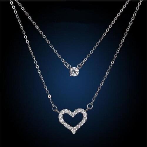 Season Gate 925 Sterling Silver Clavicle Chain Double layer heart shape Personality Necklace for women SN021
