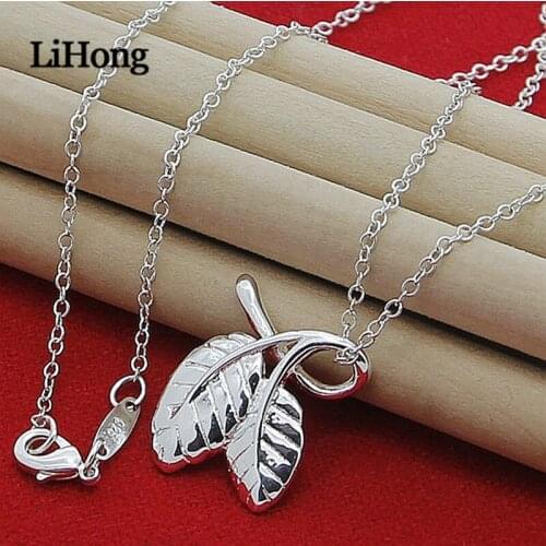 New Style 925 Sterling Silver Necklace Leaf Pendant Necklace Female Charm Jewelry Gift