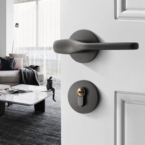 1set American Door Lock Aluminum Alloy Conjoined Split Door Handle Livingroom Bedroom Interior Mute Gate Hardware Accessories