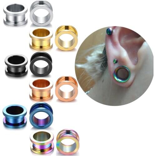 1 Pair Stainless Steel Ear Cartilage Piercing Stud Earrings 2021 Trendy Colorful Steel Screw Ear Gauge Expander Piercing Jewelry
