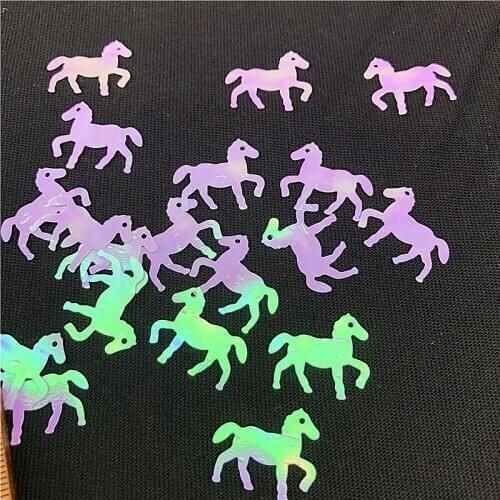 100Pcs/Bag17*20mm AB White Fine Horse Shape Sequins PVC Paillettes Sewing Embellishment DIY Garment Lentejuelas Accessories