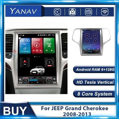 128 Android Tesla Style Multimedia Player GPS Navigation Car Radio For JEEP Grand Cherokee 2008-2013 Stereo Head Unit Receiver
