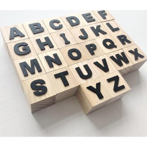 26PCS Wood Alphabet Letter Decoration For Baby Room Black White Wooden Letters Tiles Bedroom Wood Wall Decor Decoracion Hogar