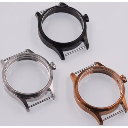 42mm Solid steel watch case FIT ETA 6497 6498 ST3600 3620 movement Sapphire glass case