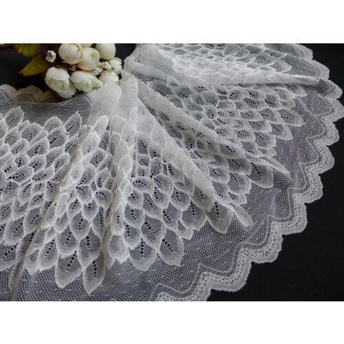 5 Yards Stretch Lace Trim Ivory White Peacock Pattern Lace Fabric For Headbands DIY Wedding Dress Decoration
