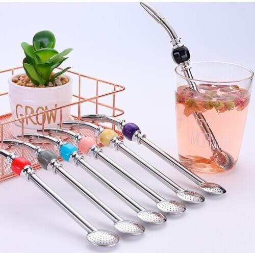 Reusable Custom 304 Stainless Steel Drinking Accessories Teapot for Tea Straw Strainer With Bead