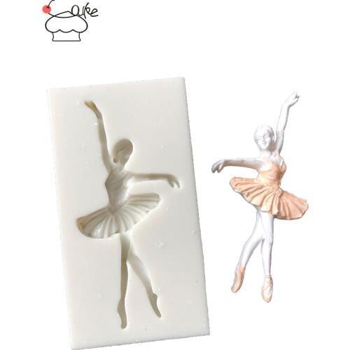Aouke Ballerina Girl Fondant Cupcake Decorating Molds Cake Silicone Mold Sugarpaste Candy Chocolate Gumpaste Clay Mould K067