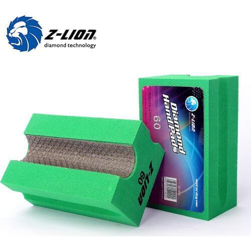 Z-LION V20 Diamond Hand Pads Foam Backer U Style Electroplated Hand Polishing Pad Stone Concrete Metal Hard Alloy Grinding Bock