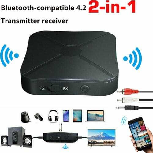 BT 4.2 Receiver Transmitter 2 IN 1 Audio Music Stereo Wireless Adapter With RCA 3.5MM AUX Jack For Car Home TV MP3 PC Dropship