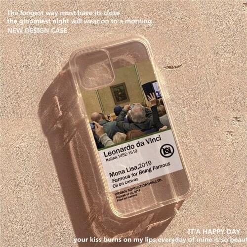 Art painting mona lisa phone case for iphone 12 11 promax X XS MAX XR 7 8 6 plus 12mini se2020 soft clear transparent tpu cover