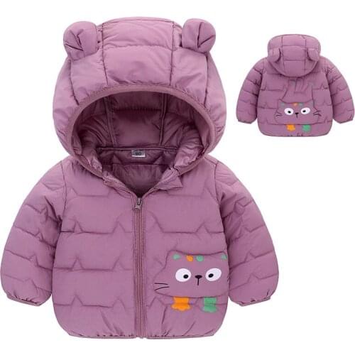2021 Boys Girls Hooded Down Jackets For Kids Coats Autumn Baby Boy Cartoon Warm Jacket Toddler Girl Zipper Jacket Ski Outerwear