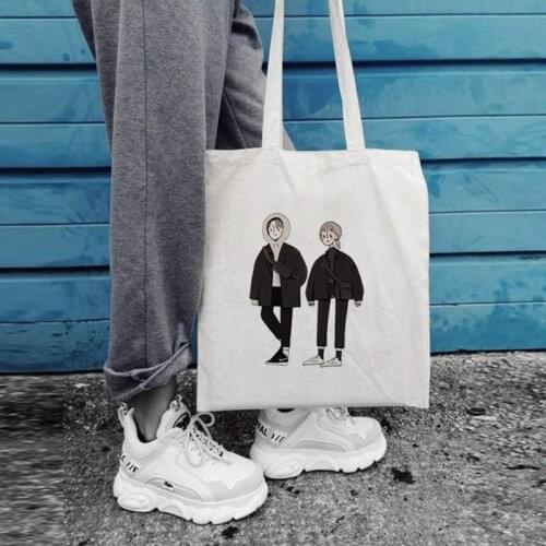 Girl Print Canvas Shopping Tote Bag Gift for Student Friend Reusable Shopper Bag 2021 Fashion Travel Eco Bags Female Classic