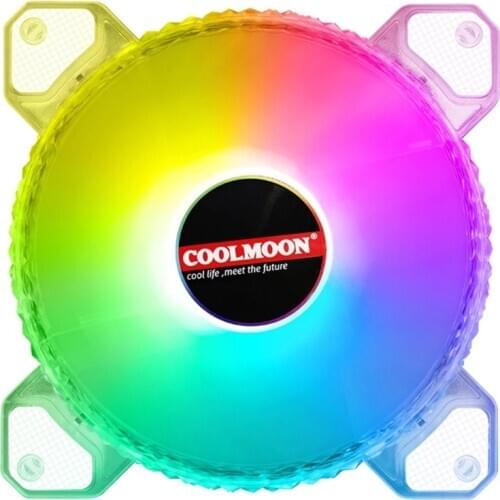 COOLMOON 12cm 4Pin 12V Cooling Fan Desktop Chassis CPU PWM ARGB AURA Cooler