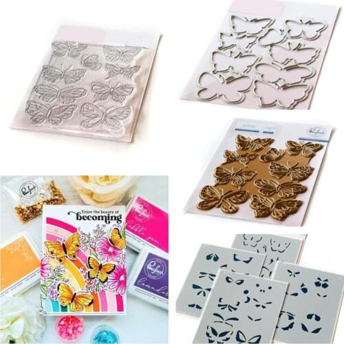 Summer New Butterflies Cutting Dies Stamps Stencil Hot Foil Scrapbook Diary Decoration Stencil Embossing Template DIY Handmade