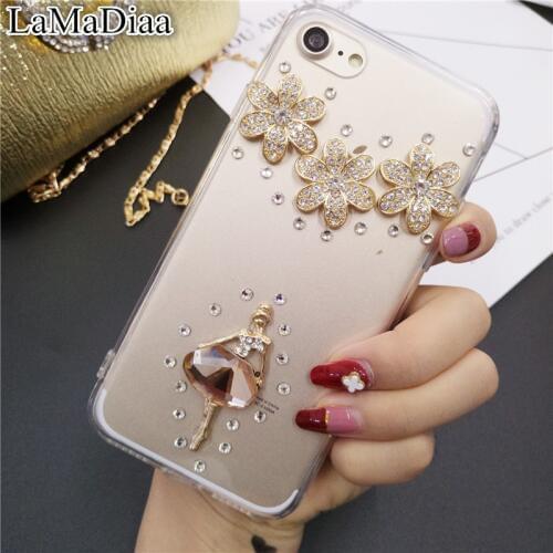 Bling Diamond Rhinestone and Pearl Ballet Girl Phone Case For iPhone 12 11 Pro MAX X XS MAX XR 6 6s 7 8 Plus Soft TPU Back Cover