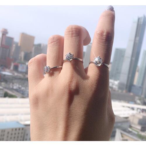 MOONROCY Drop Shipping Cubic Zirconia Jewelry Silver Color Engagement Wedding Austrian Crystal Promise Rings Gift for Women