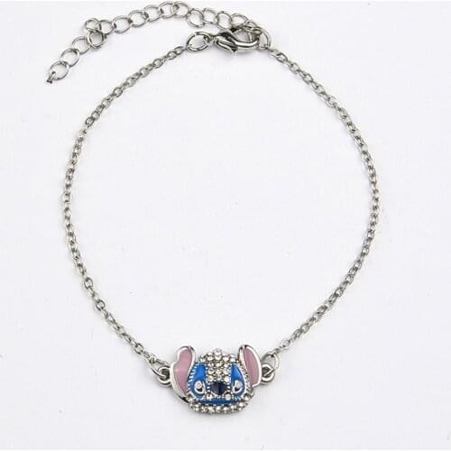 Cartoon Stitch Charm Bracelet Anime Ohana Adjustable Bracelet for Women Costume Kids Jewelry Christmas Gift Wholesale