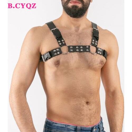 B.CYQZ Men Garter Adjustable Leather Bondage Cage Strap Lingerie Costumes Punk Sexual Gay Male Harness Belt Rave Body Sexs Bdsm