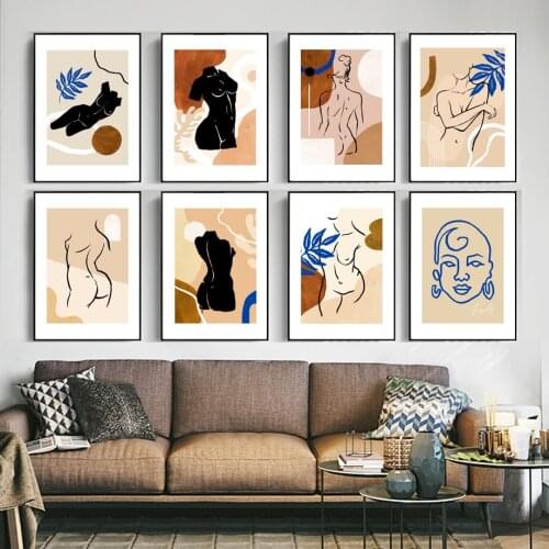 Wall Art Canvas Painting Abstract Line Girl Silhouette Nordic Posters And Prints Vintage Wall Pictures For Living Room Decor