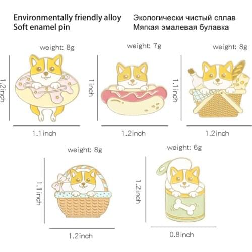 New 20Pcs Cut Dog Swimming Rring Hot dog Badge Alloy Brooch Lapel Pin Action Figure Toy