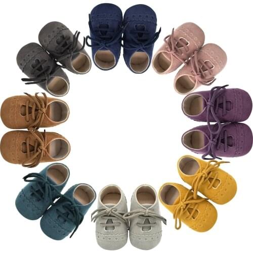 Baby Shoes 0-18 Months Spring Autumn First Walker Shoes Solid Color Lace-Up Baby Girl Boy Toddler Shoes Non-slip Newborn Shoes