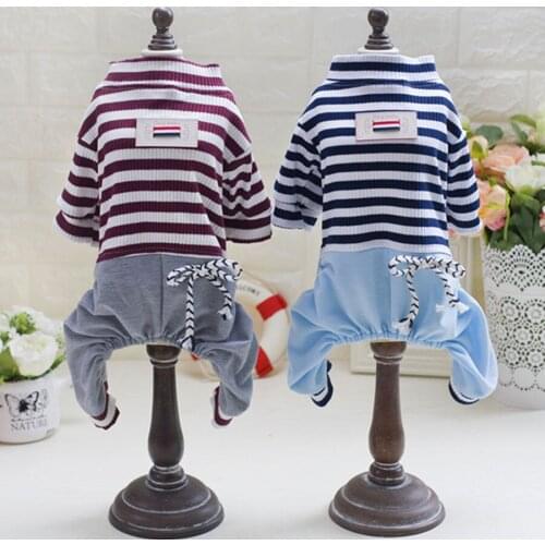 Pet Cloth Dog Stripe Jumpsuit Teddy Four Legged Clothes Dog Costumes for Small Dogs Luxury Dog Clothes