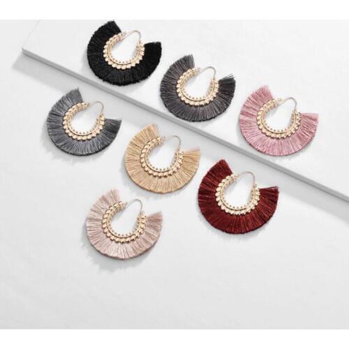 Fall Winter Water Drop Shape Statement Earring Fringed Tassel Earrings Jewelry for Women