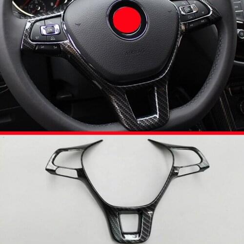 Carbon fiber Style Steering Wheel trim For Volkswagen VW TIGUAN L 2017 2018