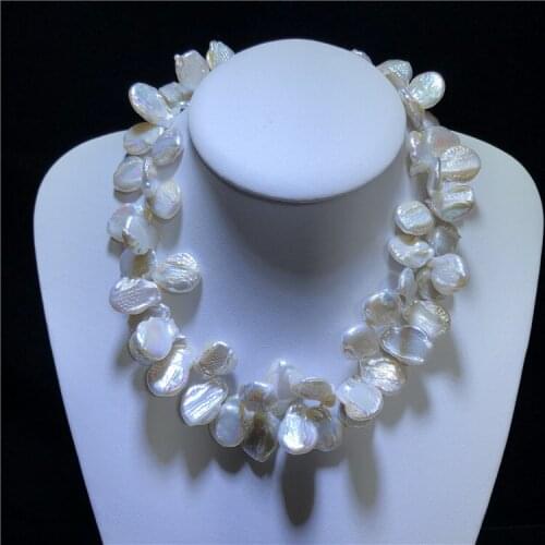 Top-Drilled Petals Shape White Baroque Keshi Pearl Necklace