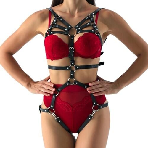 Fetish Full Body Harness Belt For Women Punk Sexy Cage Bondage Erotic Sex Belt Straps BDSM Leather Harness Lingerie For Couples