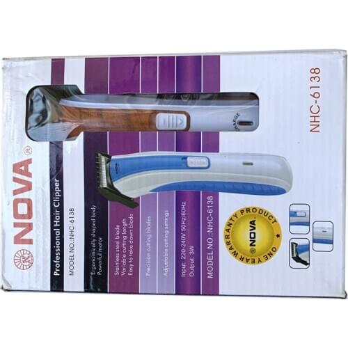 NOVA NHC-6138 Professional Cordless Electric Hair Cutting Trimmer Beard Barber Shaver Razor Rechargeable Hairdresser Clipper