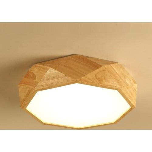 Simple Ceiling Lamp Beside Lamp For Living Room Solid Wood Lighting Geometry Wooden Lamps Octagonal Creative Bedroom Study Light