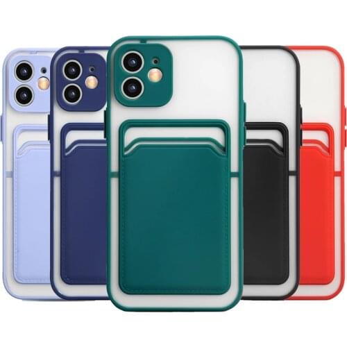 Shockproof Card Holder Matte Phone Case For iPhone 11 12 Pro Max Mini XS Max XR 8 7 Plus SE2020 Shockproof Wallet Bag Back Cover