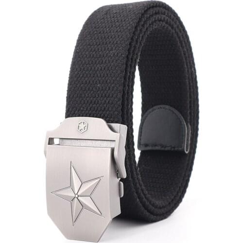 38MM Wide Canvas Military Tactical Belt Men High Quality Metal Stars Buckle Pants Accessories New Unisex Outdoor Training Belt