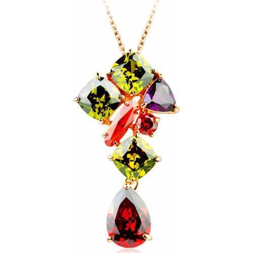 RONGQING 8pcs/lot High Quality Multicolor Flower Zircon Pendant Necklace for Women Wedding Necklace Collars