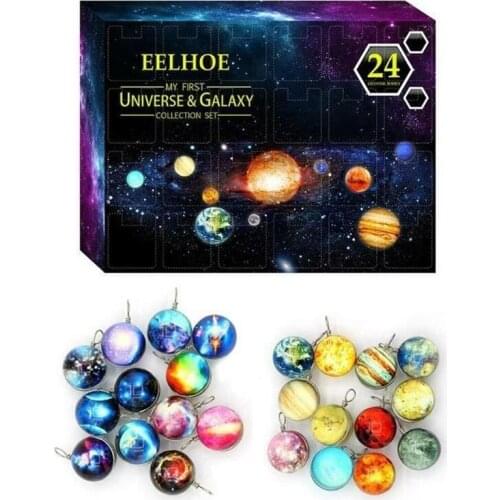 Christmas 24 Days Countdown Advent Calendar Christmas Blind Box Toy 24pcs Round Ball Planet Ball Toys Surprise Random Art Toys