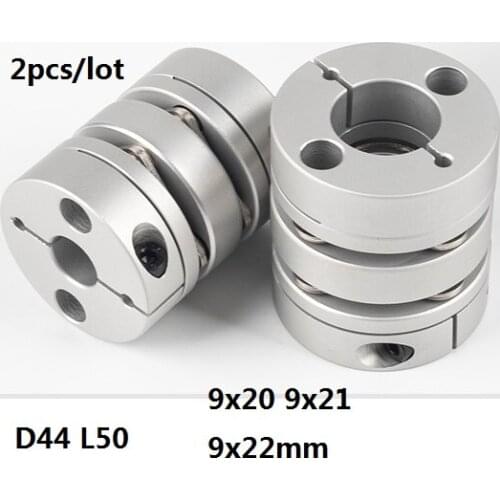 9x20 9x21 9x22mm Double diaphragm Disc coupling coupler screw rod servo motor encoder shaft coupling D44 L50