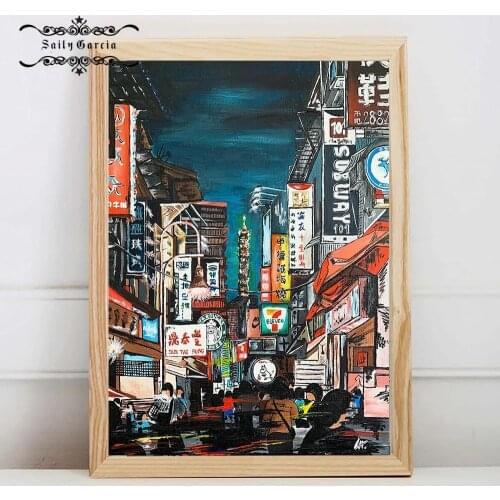 Nordic Vintage Travel Cities Poster Taipei Cityscape Art Canvas Pictures On The Wall Pictures for Home Decor Interior Paintings