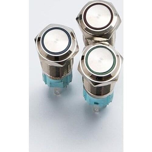 YHJ16-261 5A 250V 5 pin led anti-vandal waterproof latching metal push button switch
