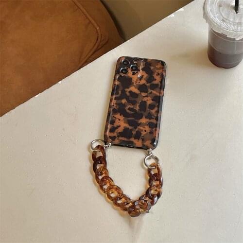 Amber Agate Leopard Marble Fashion Protective Case for iPhone 12 11 Pro Max XR X XS 7 8 plus SE 2020 Transparent Bracelet Cover