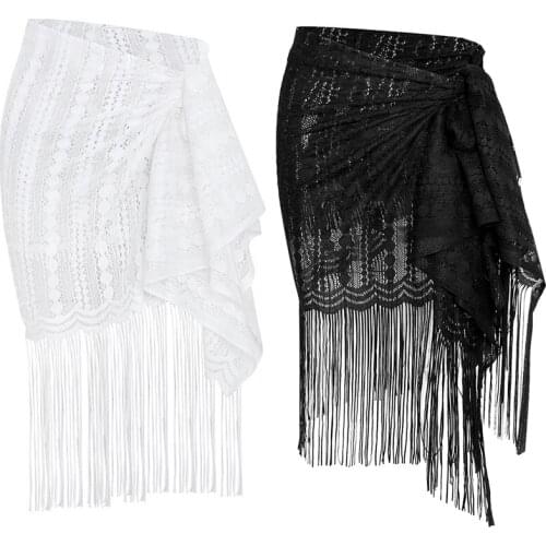 Womens Beach Blouse Sexy Lace Fringe Veil Seaside Vacation Sunscreen Clothes One Size