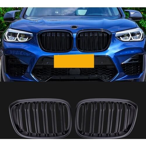 1 Pair For BMW G01 G02 G08 X3 X4 2017-2021 Car Front Grille Kidney Grill Double Slat Gloss Black Auto Accessories