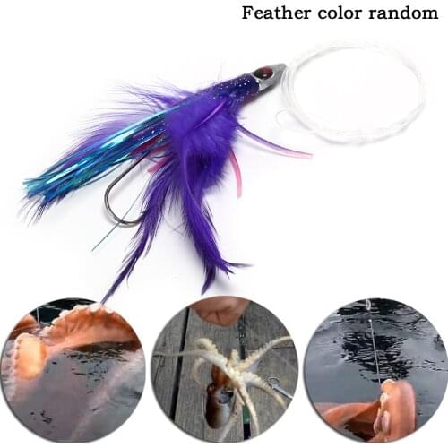 1PC Fishing Lures Stainless Steel Fishhook Resin Head Rigged Trolling Tuna Soft Leurre Octopus Big Game Fishing Marlin Tuna New