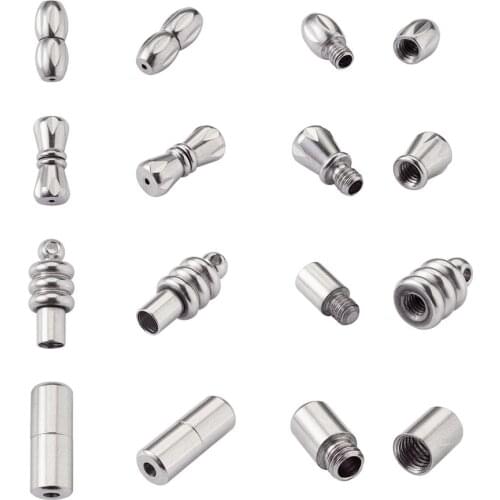 16 Sets 304 Stainless Steel Screw Clasps 4 Styles Stainless Steel Color Link for DIY Bracelet Necklace Jewelry Making Connector